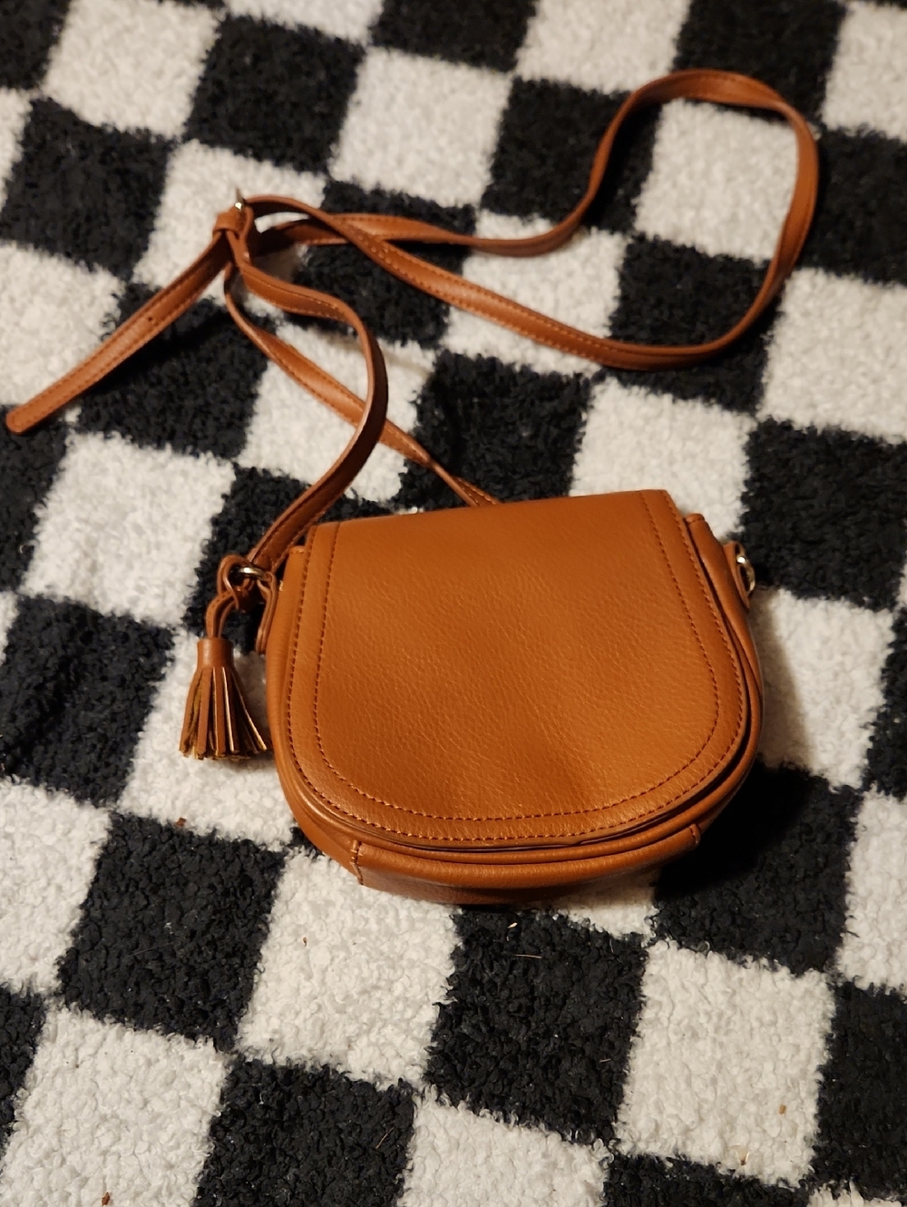 Old Navy Tan Saddle Crossbody Bag with Tassel